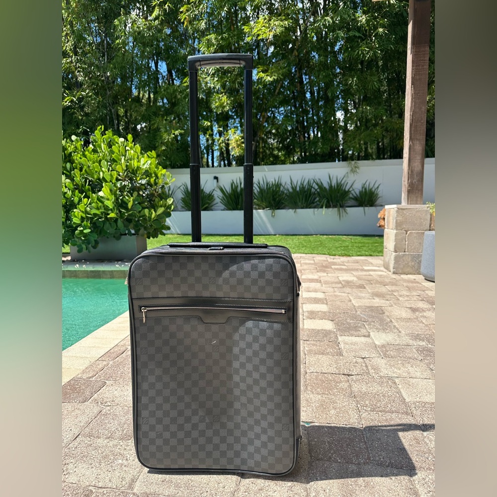 Louis Vuitton Gray Checkered Travel Suitcase